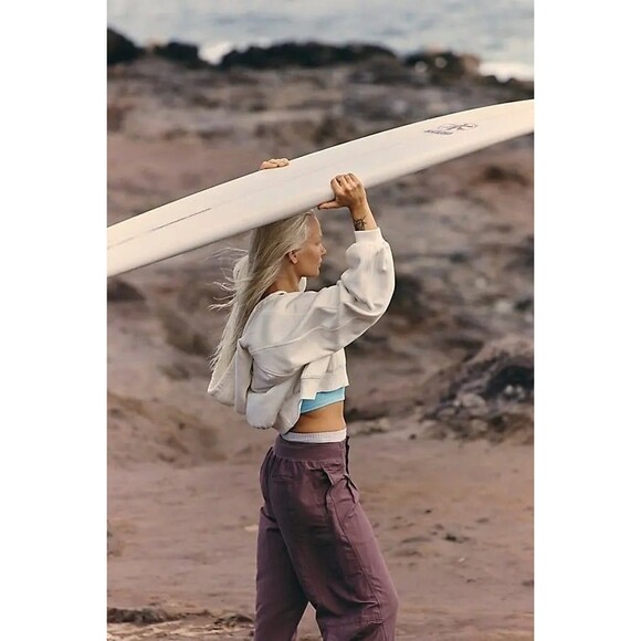 Free People FP Movement Side Line Zip Hoodie Jacket Top Ribbed White XS 281989 - Picture 2 of 10